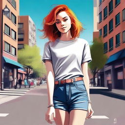 A high-quality digital art piece featuring a female teenager