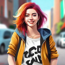 A high-quality digital art piece featuring a female teenager