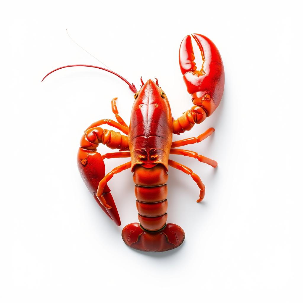 A stunningly realistic and highly detailed image of a lobster, presented aesthetically against a minimalist background