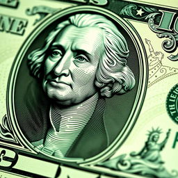 A detailed and artistic representation of a United States one dollar bill, showcasing intricate designs and elements such as the portrait of George Washington, the iconic large 'ONE' on the front, and the ornate patterns and engravings typical of currency
