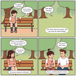 Un cómic de cinco paneles que narra una historia sobre la importancia de la honestidad en el amor