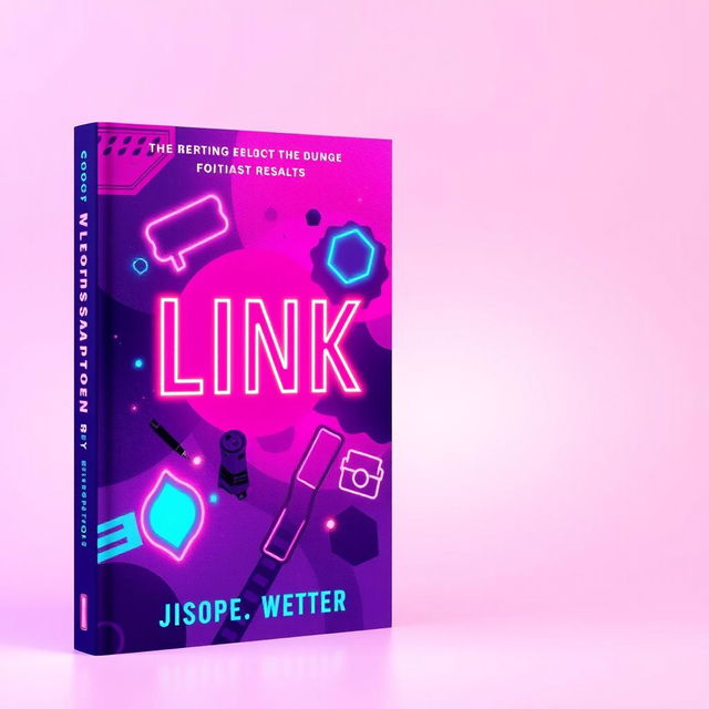 A vibrant book cover featuring a blend of violet and pink hues with neon accents