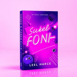A vibrant book cover featuring a blend of violet and pink hues with neon accents