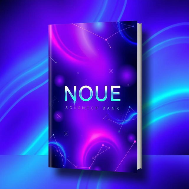 A stunning book cover design featuring a vibrant and eye-catching combination of violet and blue neon colors