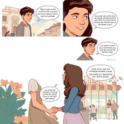 Un cómic en estilo ilustrativo que cuenta una historia sobre la honestidad y el amor