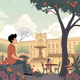 Un cómic en estilo ilustrativo que cuenta una historia sobre la honestidad y el amor