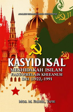 A detailed book cover design for 'Analisis Dinamika Kehidupan Sosial Masyarakat Islam di Uni Soviet (1922-1991)' by Mgs
