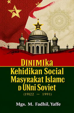 A detailed book cover design for 'Analisis Dinamika Kehidupan Sosial Masyarakat Islam di Uni Soviet (1922-1991)' by Mgs