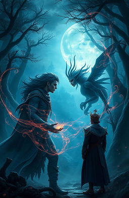 In a mythical world filled with enchanting landscapes and shadowy forests, a dark romance unfolds between a brooding sorcerer and a captivating fae creature