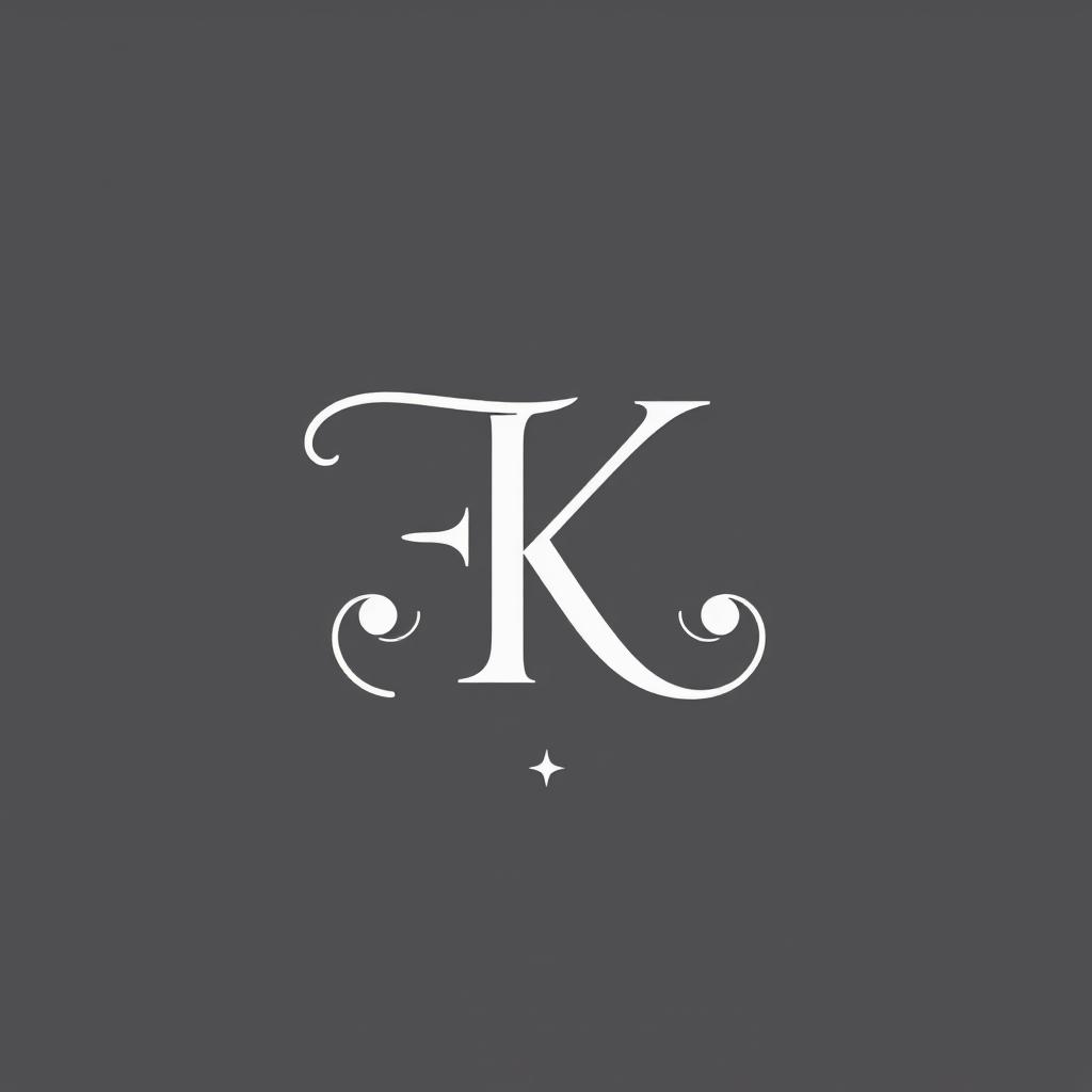 A minimalist and elegant monogram featuring the letters 'F' and 'K', intertwined in a stylish and sophisticated manner