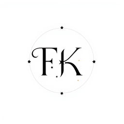 A minimalist and elegant monogram featuring the letters 'F' and 'K', intertwined in a stylish and sophisticated manner