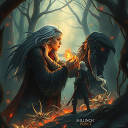 In a mystical realm filled with deep shadows and vibrant magic, a compelling tale of dark love unfolds between a silver-haired fae female and a brooding sorcerer