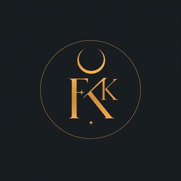 A minimalist and elegant monogram featuring the letters 'F' and 'K' intertwined in a sophisticated design