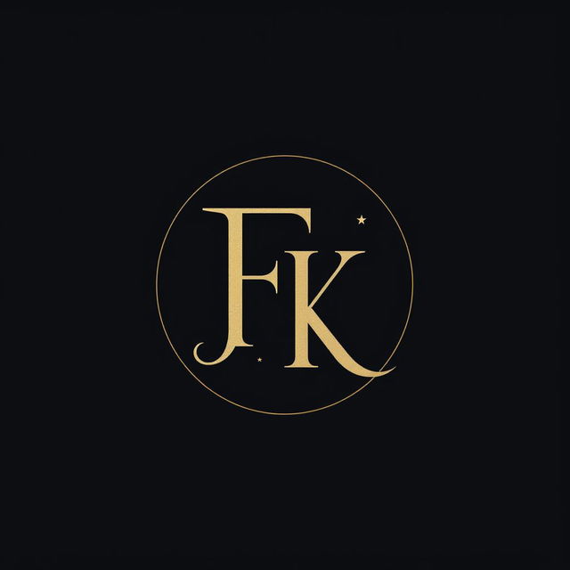 A minimalist and elegant monogram featuring the letters 'F' and 'K' intertwined in a sophisticated design