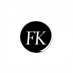 A minimalist and elegant monogram featuring the letters 'F' and 'K' integrated seamlessly with a crescent moon design