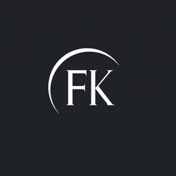 A minimalist and elegant monogram featuring the letters 'F' and 'K' integrated seamlessly with a crescent moon design