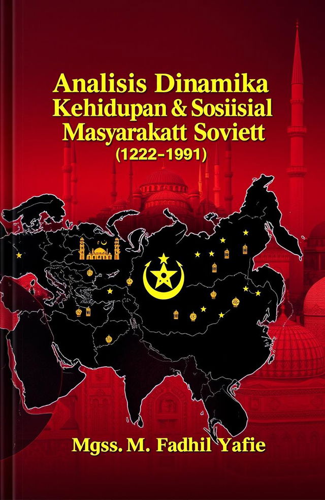 A detailed academic book cover for 'Analisis Dinamika Kehidupan Sosial Masyarakat Islam di Uni Soviet (1922-1991)' by Mgs