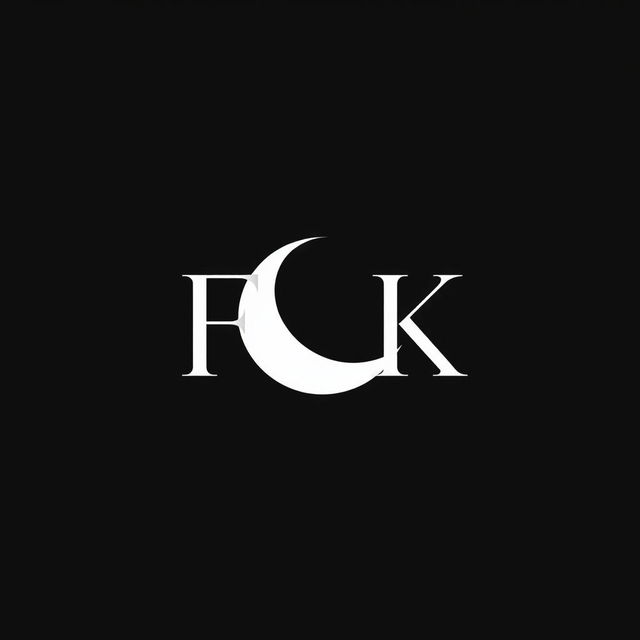 A professional minimalist monogram design featuring the letters 'F' and 'K' elegantly integrated with a crescent moon