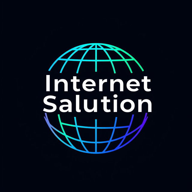 A modern and sleek logo design for a digital service center named 'Internet Salution'