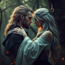 In a mesmerizing mythical world teeming with magic and intrigue, a tale of dark love unfolds between a powerful sorcerer and a silver-haired fae female