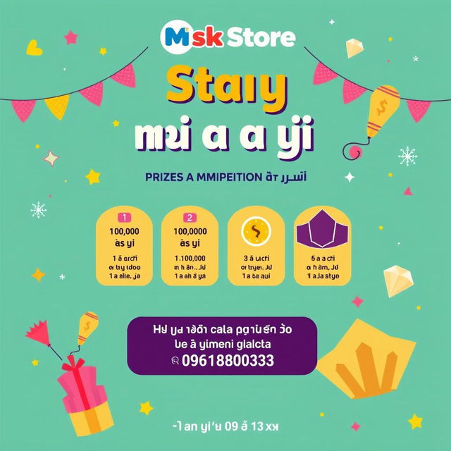 Design a colorful poster for the Mesk Store competition ❹ with festive elements