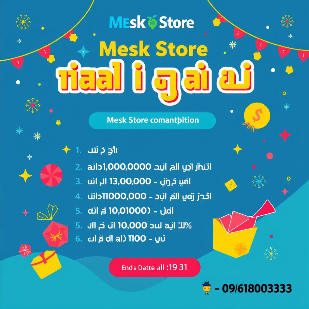 Design a colorful poster for the Mesk Store competition ❹ with festive elements