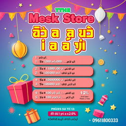 Design a colorful poster for the Mesk Store competition ❹ with festive elements