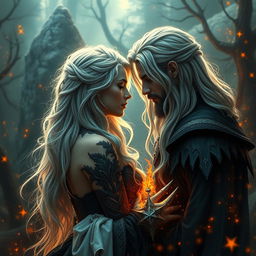 In a mesmerizing mythical world brimming with dark enchantments, a tale of forbidden love unfolds between a formidable sorcerer and a captivating fae female with lustrous silver hair