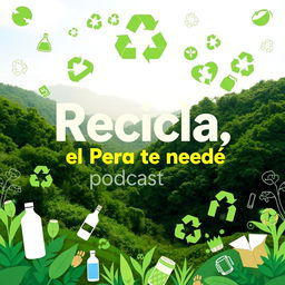 A creative and visually appealing podcast cover design focused on recycling