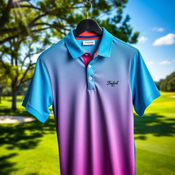 A stylish golf polo shirt in vibrant colors, featuring a modern fit and breathable fabric