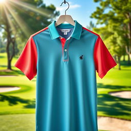 A stylish golf polo shirt in vibrant colors, featuring a modern fit and breathable fabric