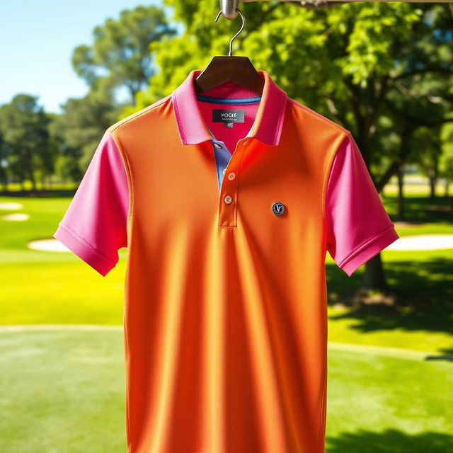 A stylish golf polo shirt in vibrant colors, featuring a modern fit and breathable fabric