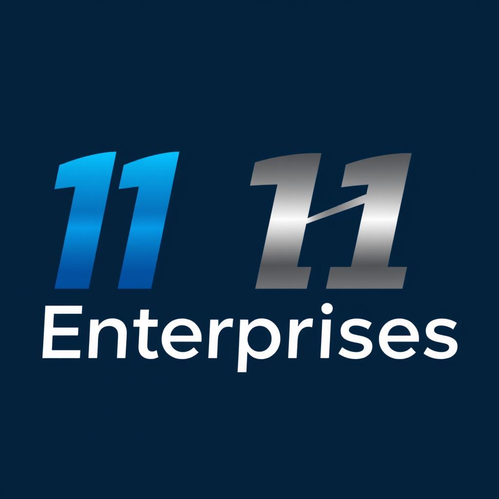 A sleek and modern logo design for a company named '11 Enterprises'