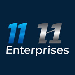 A sleek and modern logo design for a company named '11 Enterprises'