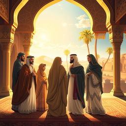 A beautiful and respectful artistic representation of the Ahl al-Bayt, the household of the Prophet Muhammad