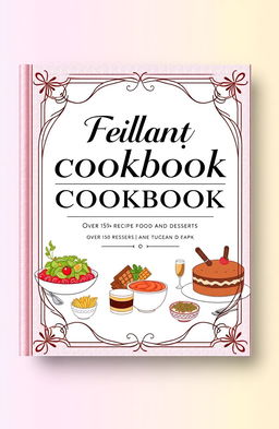 An elegant and modern cookbook cover featuring over 150 recipes for food and desserts