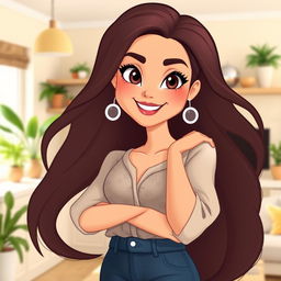 A beautiful housewife character, styled as a digital avatar