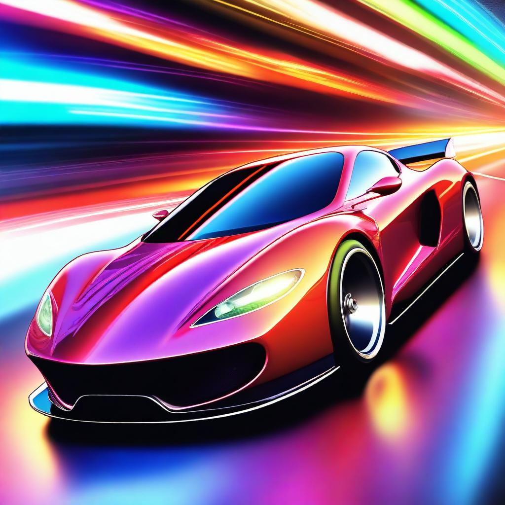 A high-quality digital art image featuring a sleek, modern race car