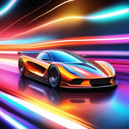 A high-quality digital art image featuring a sleek, modern race car