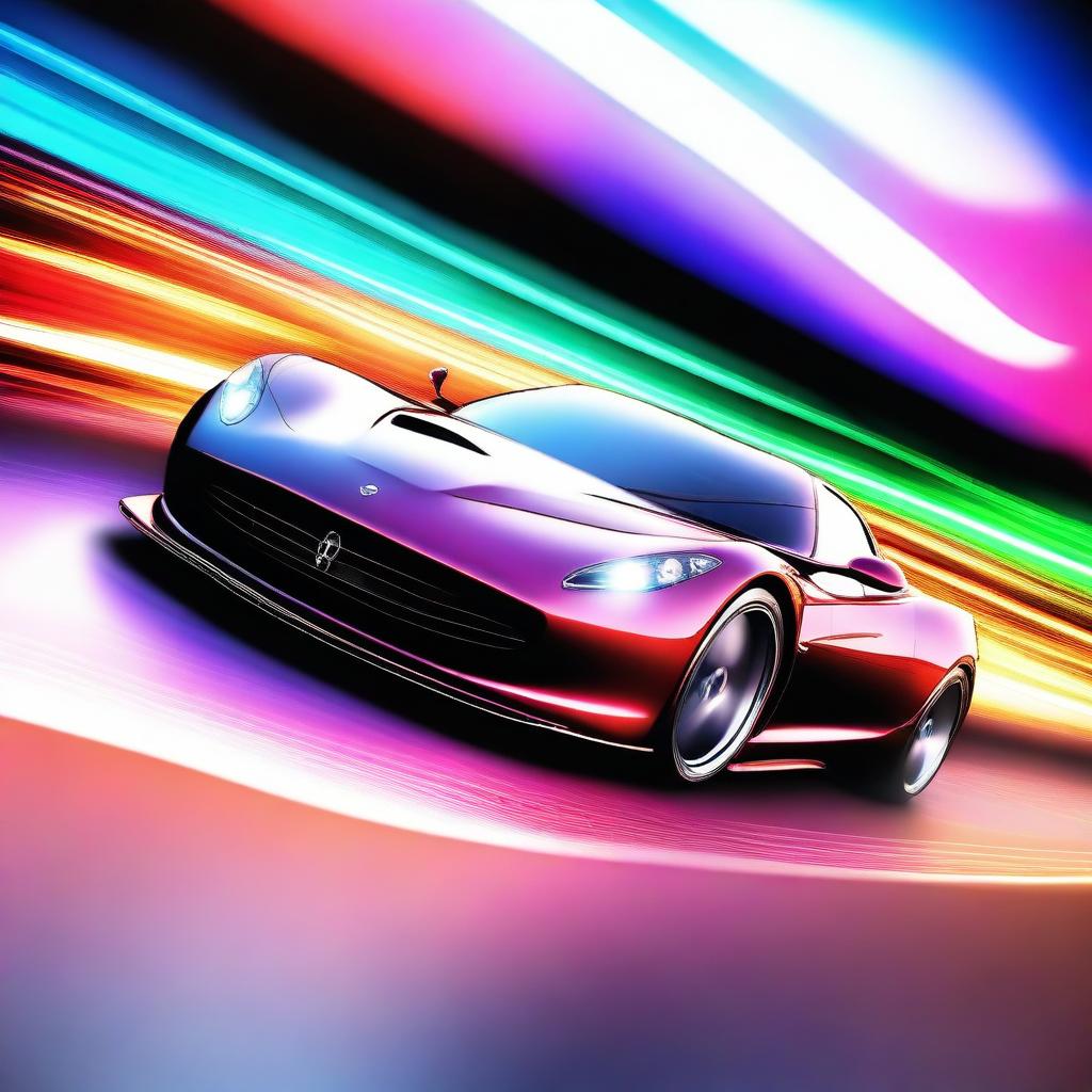 A high-quality digital art image featuring a sleek, modern race car