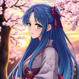 An aloof anime girl with striking features, blending the beauty of Tomoe from Kamisama Kiss and Gin from Hataru Bi no Morie