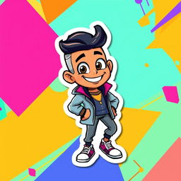 A vibrant and eye-catching sticker design featuring Acebes, depicting him as a charismatic and energetic character