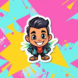 A vibrant and eye-catching sticker design featuring Acebes, depicting him as a charismatic and energetic character