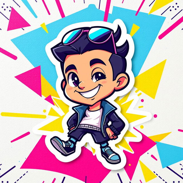 A vibrant and eye-catching sticker design featuring Acebes, depicting him as a charismatic and energetic character