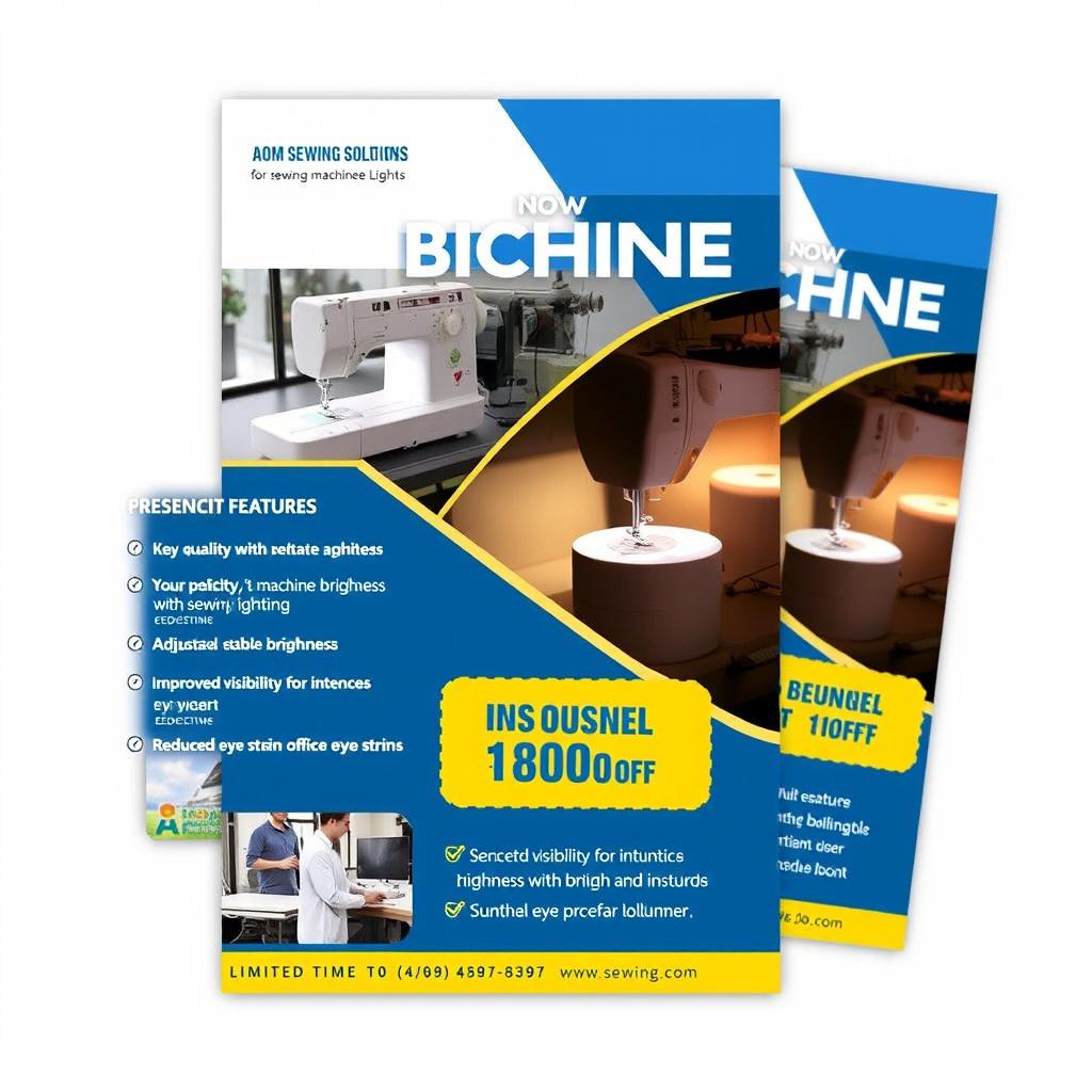 An eye-catching e-flyer designed for promoting AOM Sewing Machine Lights tailored for Global Apparel Solutions