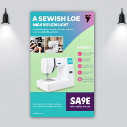 A visually appealing e-flyer designed to promote AOM Sewing Machine Lights, showcasing their innovative features and benefits for sewing enthusiasts