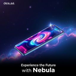 A stunning advertisement for the new advanced smartphone called 'Nebula', showcasing its sleek and modern design