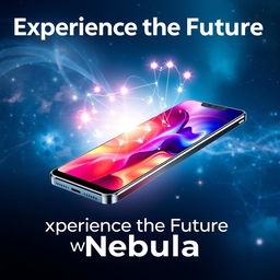 A stunning advertisement for the new advanced smartphone called 'Nebula', showcasing its sleek and modern design
