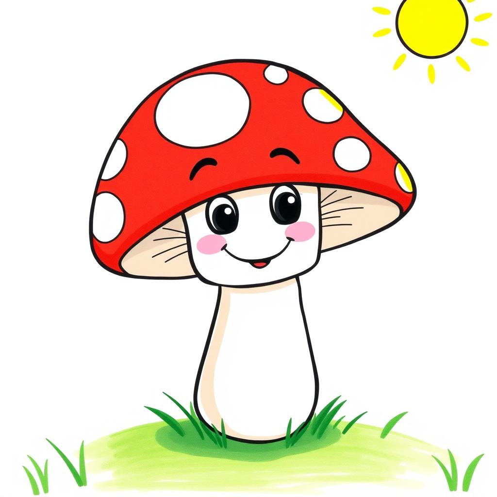 A simple, cartoon-style drawing of a mushroom