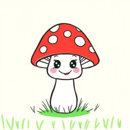A simple, cartoon-style drawing of a mushroom
